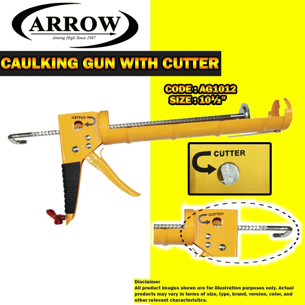 ARROW Heavy Duty 10-1/2" Yellow Colour Caulking Gun Silicone Gun #AG1012