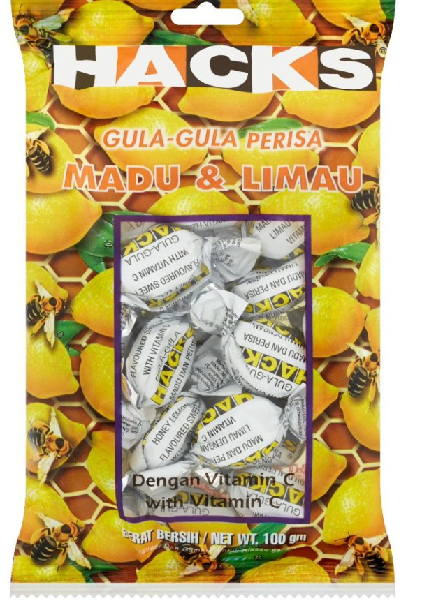 Hacks Flavoured Sweets (100g) - Honey & Lemon