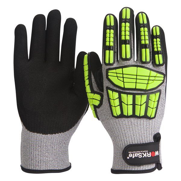 WORKSAFE CUT RESISTANT & IMPACT GLOVE, NITRILE MICROFOAM PALM-COATED 13 GAUGE, SIZE 8