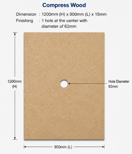 Compress Wood Dimension 1200mm (H) x 900mm (L) x 15mm