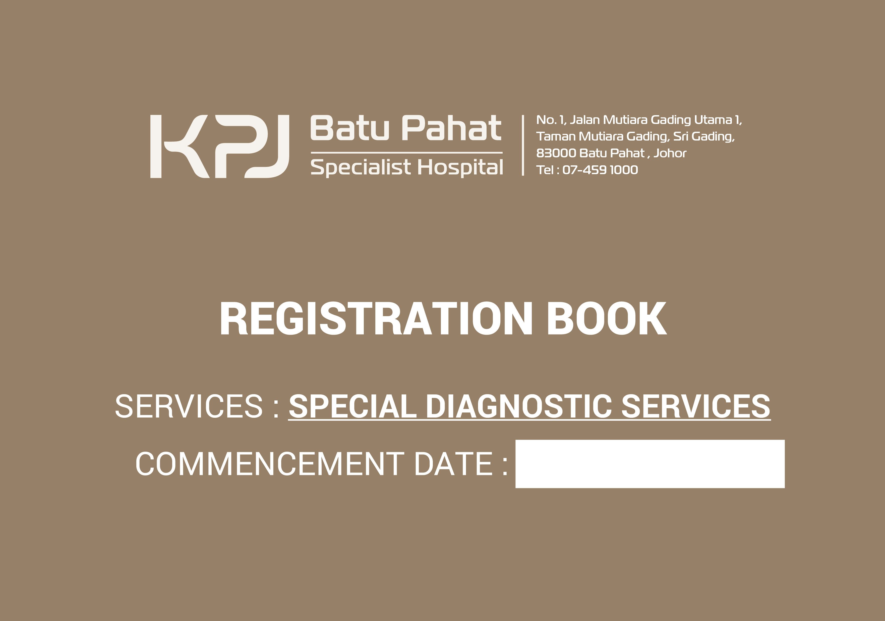 Hardcover Registration Book Special Diagnostic Services
