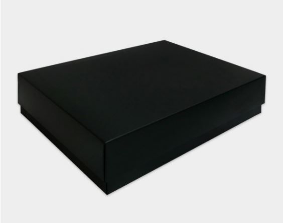 BLACK PREMIER GIFT BOX 2-PC FOLDING RECTANGLE FLAT PACK / GIFT BOX / BOX / GIFT WRAPPING BOX / MATTE BLACK