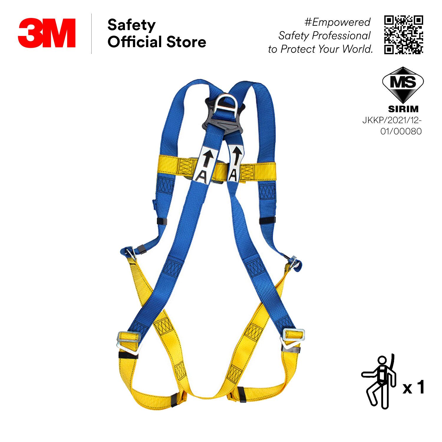 (1SET) 3M Protecta First 1390024 FULL BODY HARNESS c/w 1390398 TWIN SHOCK ABSORBING LANYARD