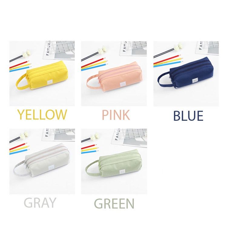 Double Zip Cloth Pencil Bag 20x7.8x7.8cm