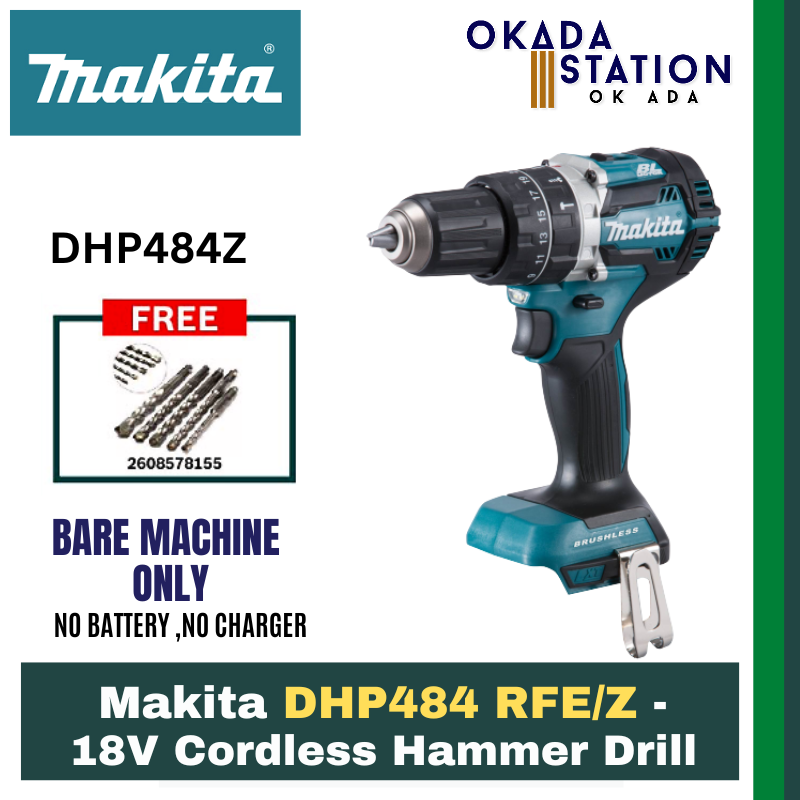 Makita DHP484 RFE/Z - 18V Cordless Hammer Drill - Bare Tool Only(DHP484Z) & Combo Set(DHP484RFE) / Cordless Hammer Drill / Hammer Drill