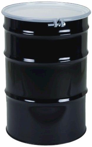 DRUM RECOND OPEN TOP STEEL DRUM C/W LID & RING 209LTR - BLACK COLOUR ANTI RUST
