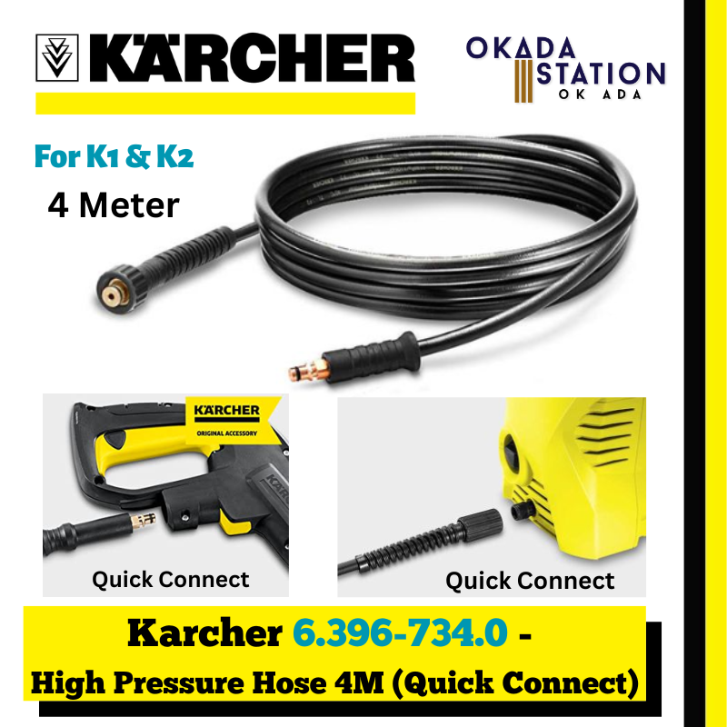Karcher 6.396-734.0 - High Pressure Hose 4M (Quick Connect) - Compatible for K1-K2 / Quick Connect High Pressure Hose / High Pressure Hose / Quick Connect Hose / 4Meter / K1-K2