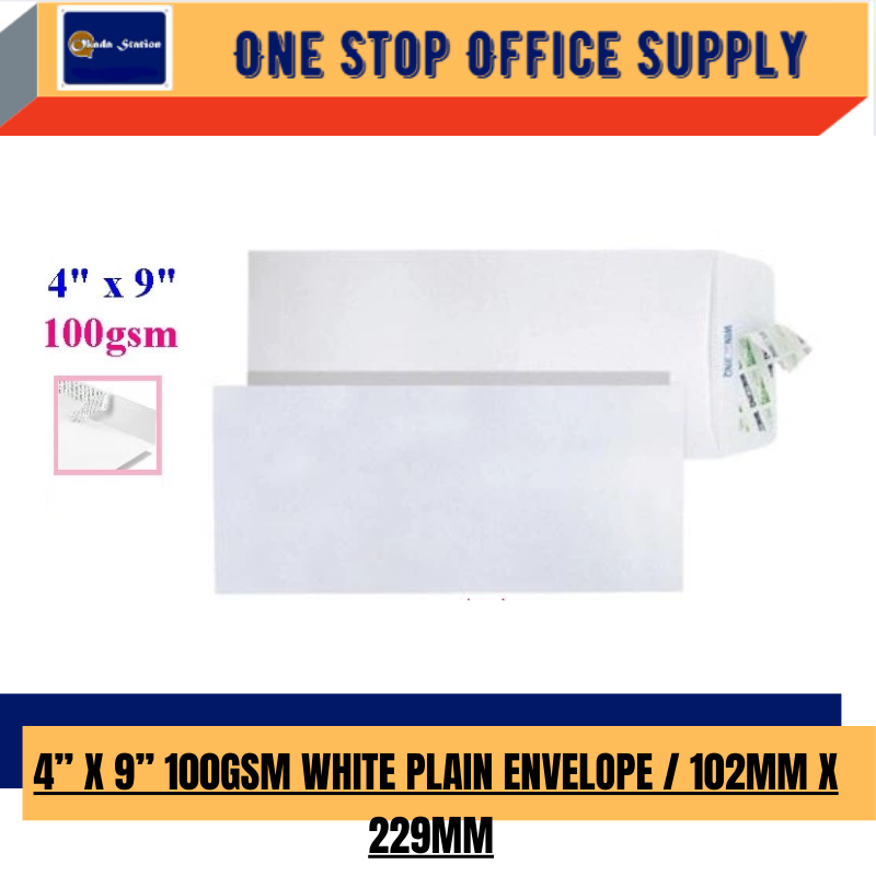 OKADA 4” X 9” WHITE PLAIN ENVELOPE / 102MM X 229MM