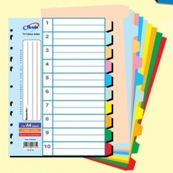 OKADA PAPER COLOUR INDEX DIVIDER 10'S COLOUR / PAPER INDEX DIVIDER / 10'S COLOURS / COLOUR SPERATER