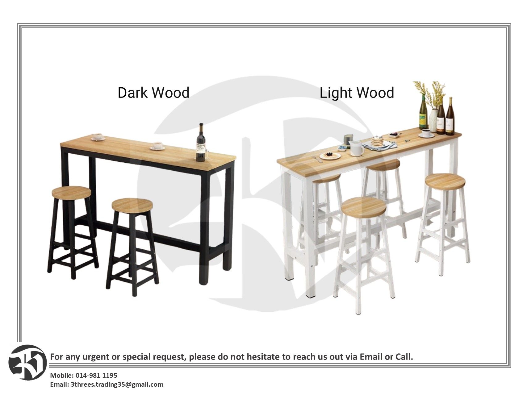 Wooden Bar Table with Steel Frame