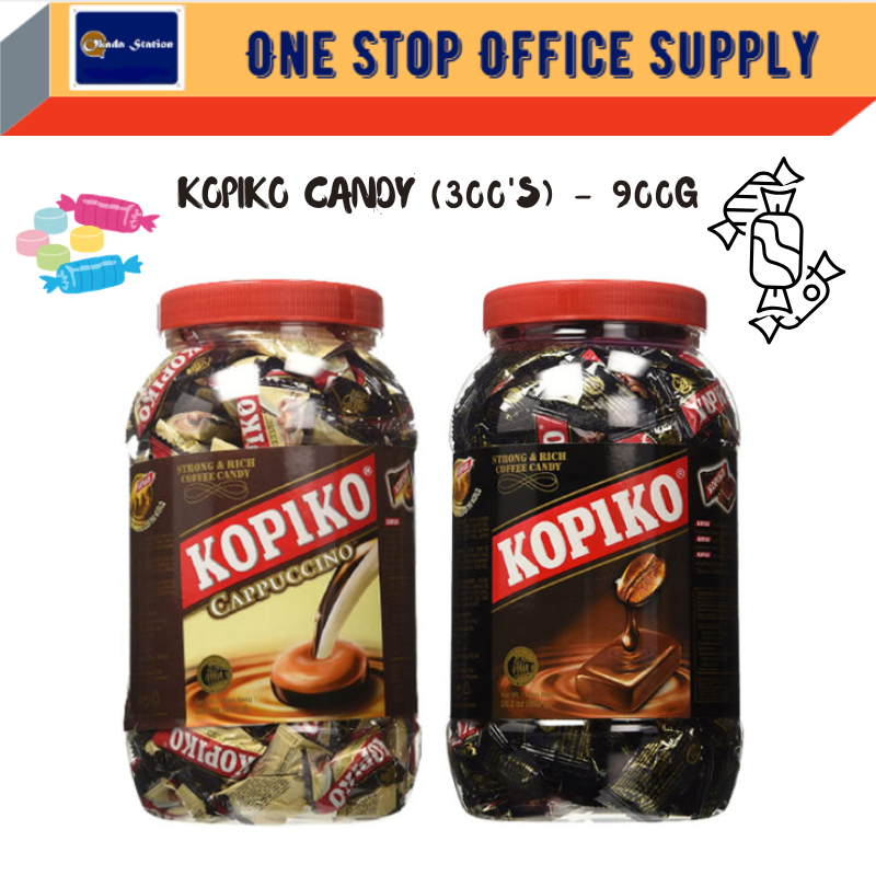 KOPIKO CANDY COFFEE/ 300'S KOPIKO COFFEE CAPPUCCINO HARD CANDY GULA KOPI 2 FLAVOR 900G BIG JAR SWEETS