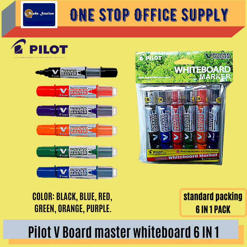 PILOT WBV WHITEBOARD MAKER -BULLET POINT -6 IN 1 SET / Pilot / Whiteboard Marker / Marker Pen / Pilot Whiteboard Marker Pen / Pilot V Board Master Whiteboard Marker