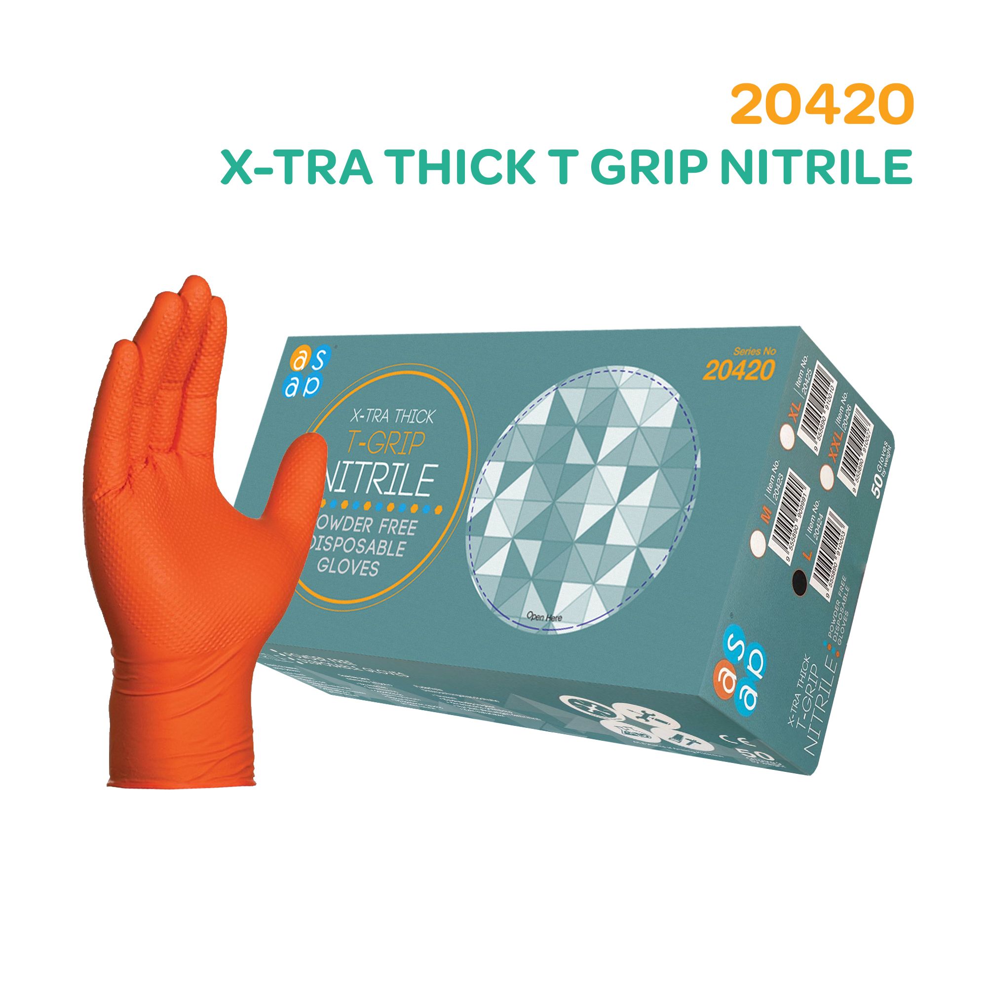 BERGAMOT X2286OR Grip-X Orange Nitrile Powder Free Mechanical Working Gloves (50's per box) [10BOX/CARTON]