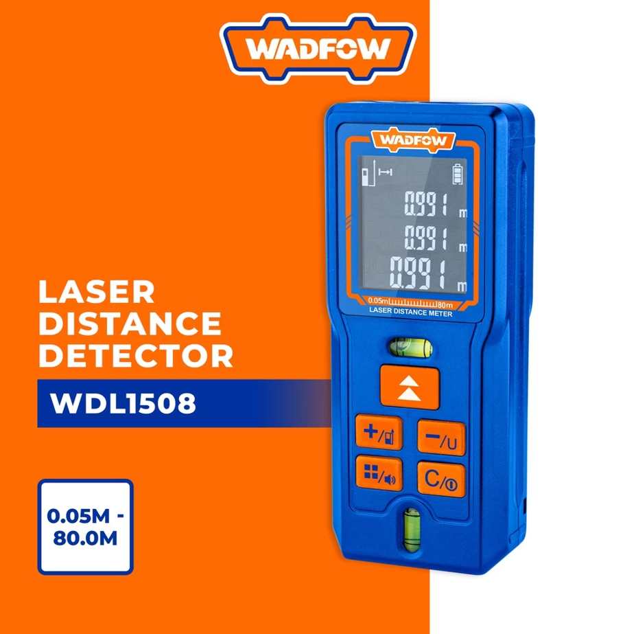 WADFOW LASER DISTANCE DETECTOR WITH 2 SPIRIT BUBBLES (0.05-80M) (WDL1508)