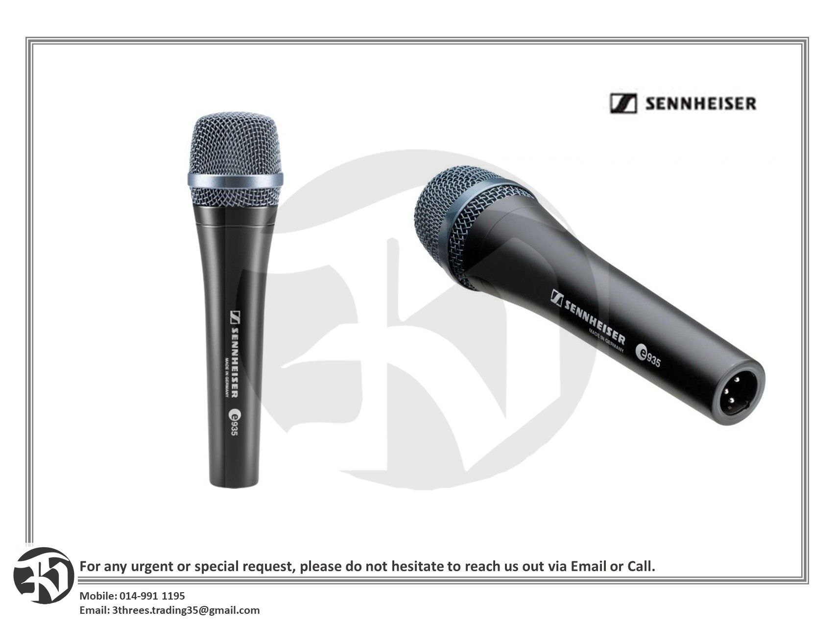 Sennheiser E935 Cardioid Dynamic Vocal Microphone with Free Mic Cable