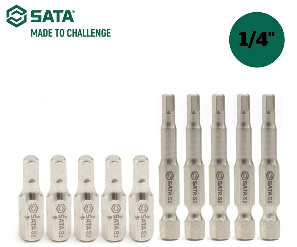 Sata 5PC. 1/4” HEX BITS, 25MM, HEXAGON 5MM