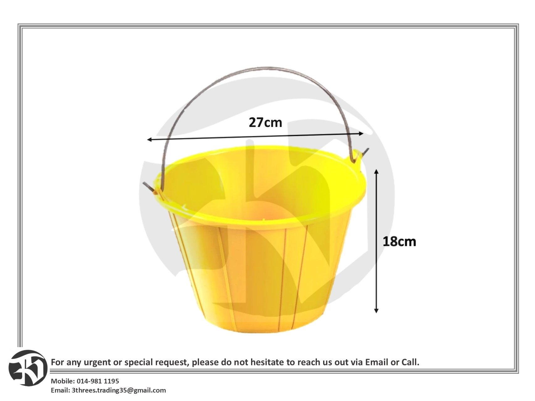 Heavy Duty PVC Yellow Cement Pail with Steel Handle