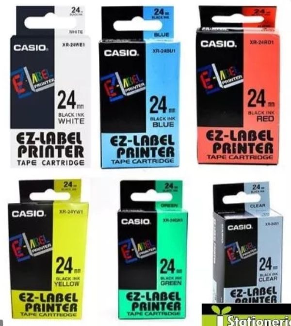 OCHA Casio 24 mm EZ Tape Cartridge for Label Printer (White, Clear, Yellow, Blue, Red, Green, Gold, Silver) - Original