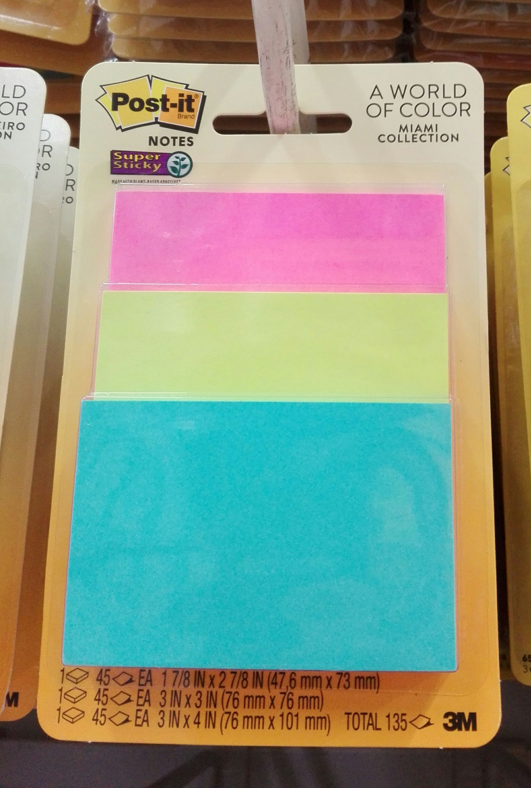 Post-it Notes 3 pads ( 47.6mm x 73mm ) + ( 76mm x 76mm ) + ( 76mm x 101mm )