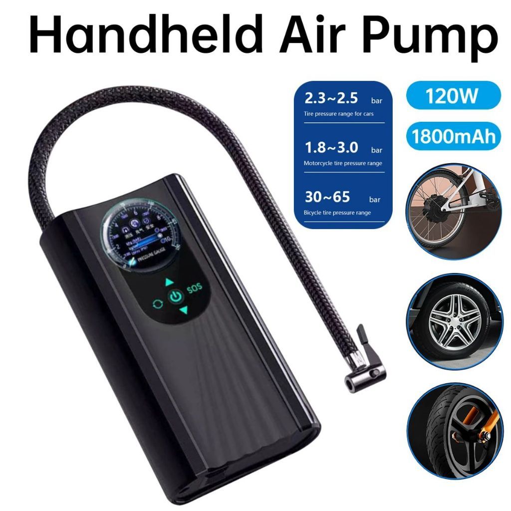 120W 12V Car Air Compressor Portable Tyre Inflator 150PSI Electric Car Air Pump for Car Motorcycle Bike Handheld Inflatable Pump