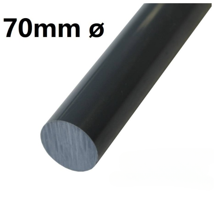 PTFE ROD BLACK 70MM DIAMETER CARBON FILLED PTFE (70MM X 500MM L)