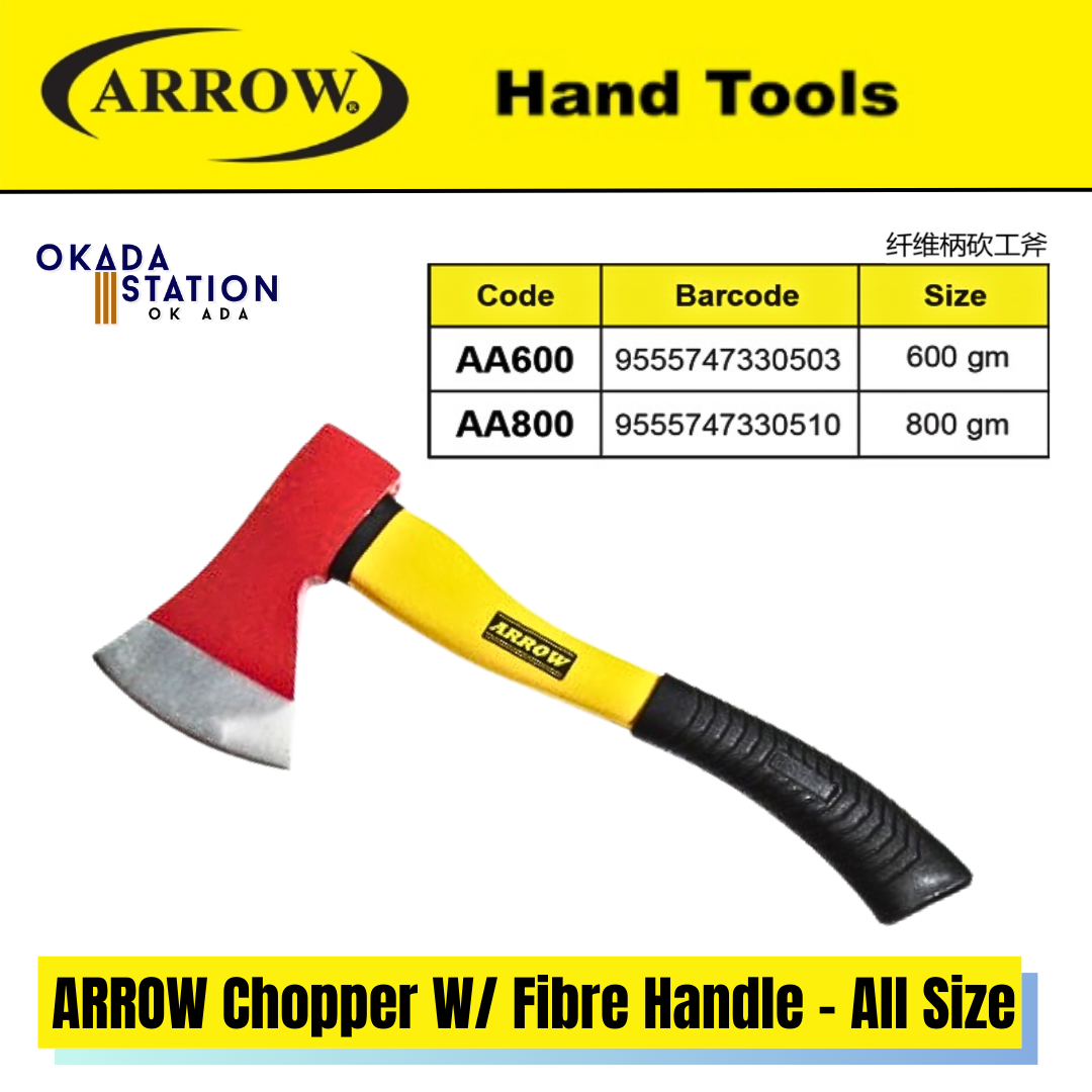 ARROW Chopper With Fibre Handle - All Size (AA600 & AA800) / Chopper / Work Axe / Engineer Axe / Camp Axe / Chopper Axe / Axe / Hand Tools / 600GM / 800GM / AA600 / AA800