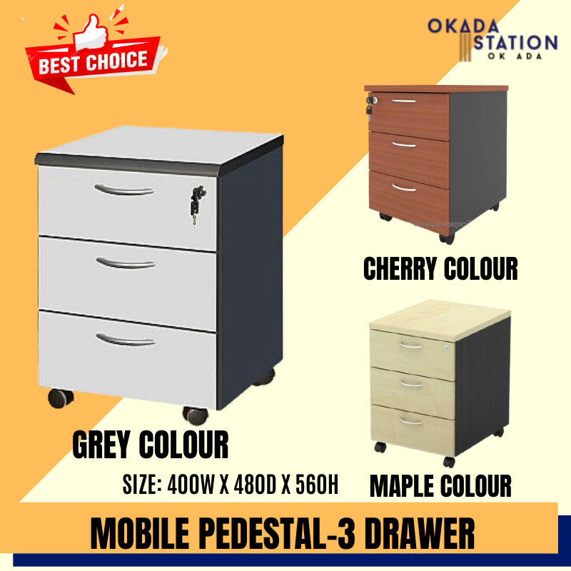 Mobile Pedestal 3 Drawers / Mobile / Pedestal / Mobile Pedestal / Drawers / Mobile Drawers /Laci Bergerak /
