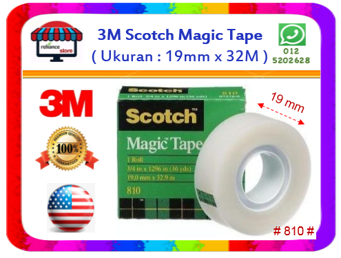 3M Scotch Magic Tape 810 # 19mm x 32M # RP0708 ( KTT : 1 Roll )