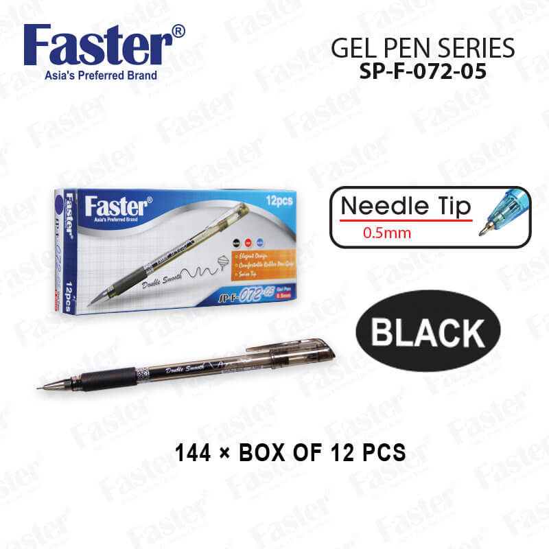 FASTER SP-F-072-05 0.5MM GEL PEN BLACK (12PCS/BOX)