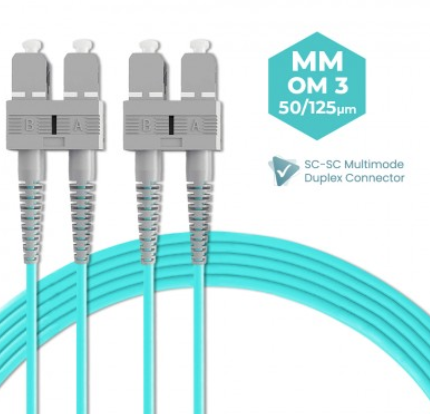 SC-SC 50/125 OM3 MULTIMODE DUPLEX FIBER OPTIC PATCH CABLE 5M 10M 20M 25M