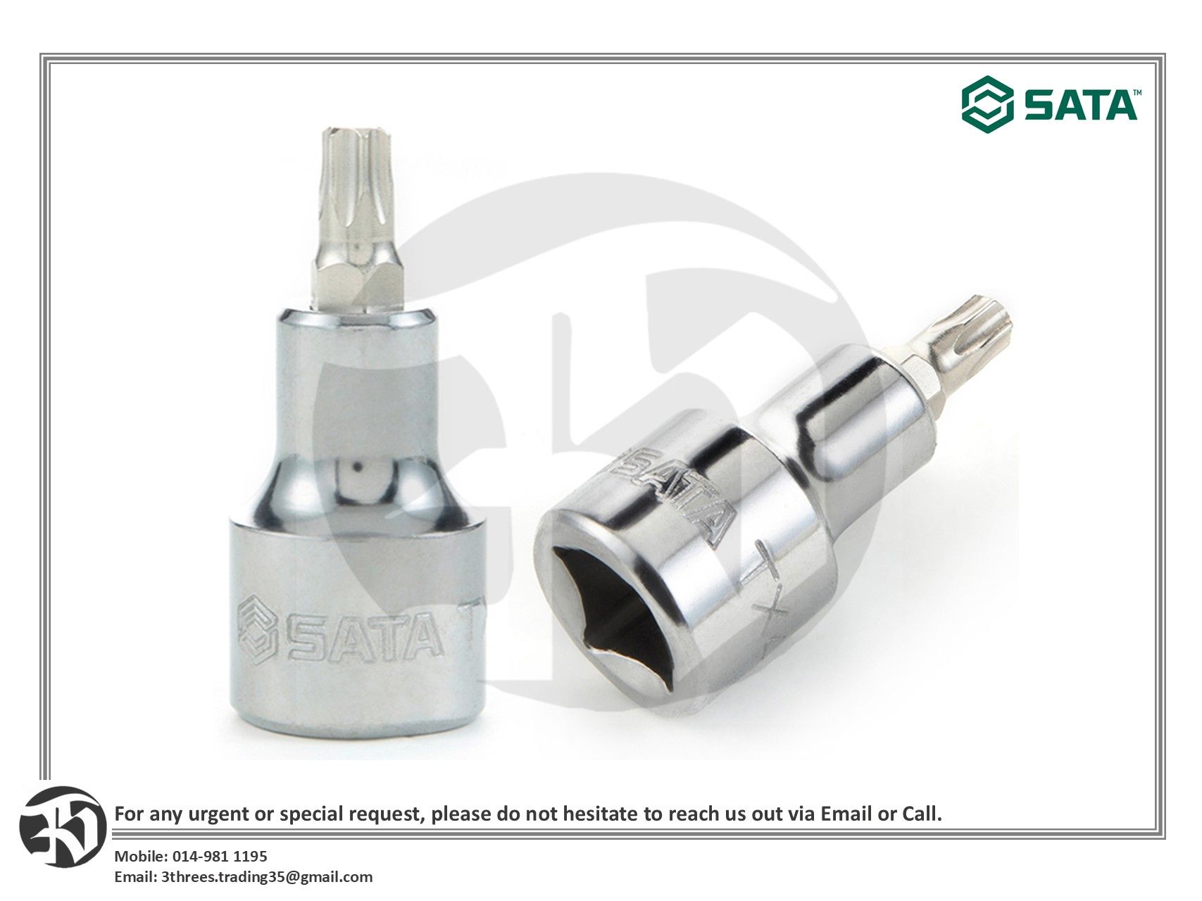 SATA 1/2" Dr. Bit Socket, 50mm Length, Torx