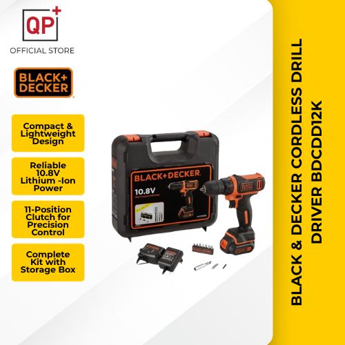 BLACK & DECKER  CORDLESS DRILL DRIVER BDCDD12K 10.8V WITH KIT BOX ( BDCDD12K ) l GERUDI l 电钻-