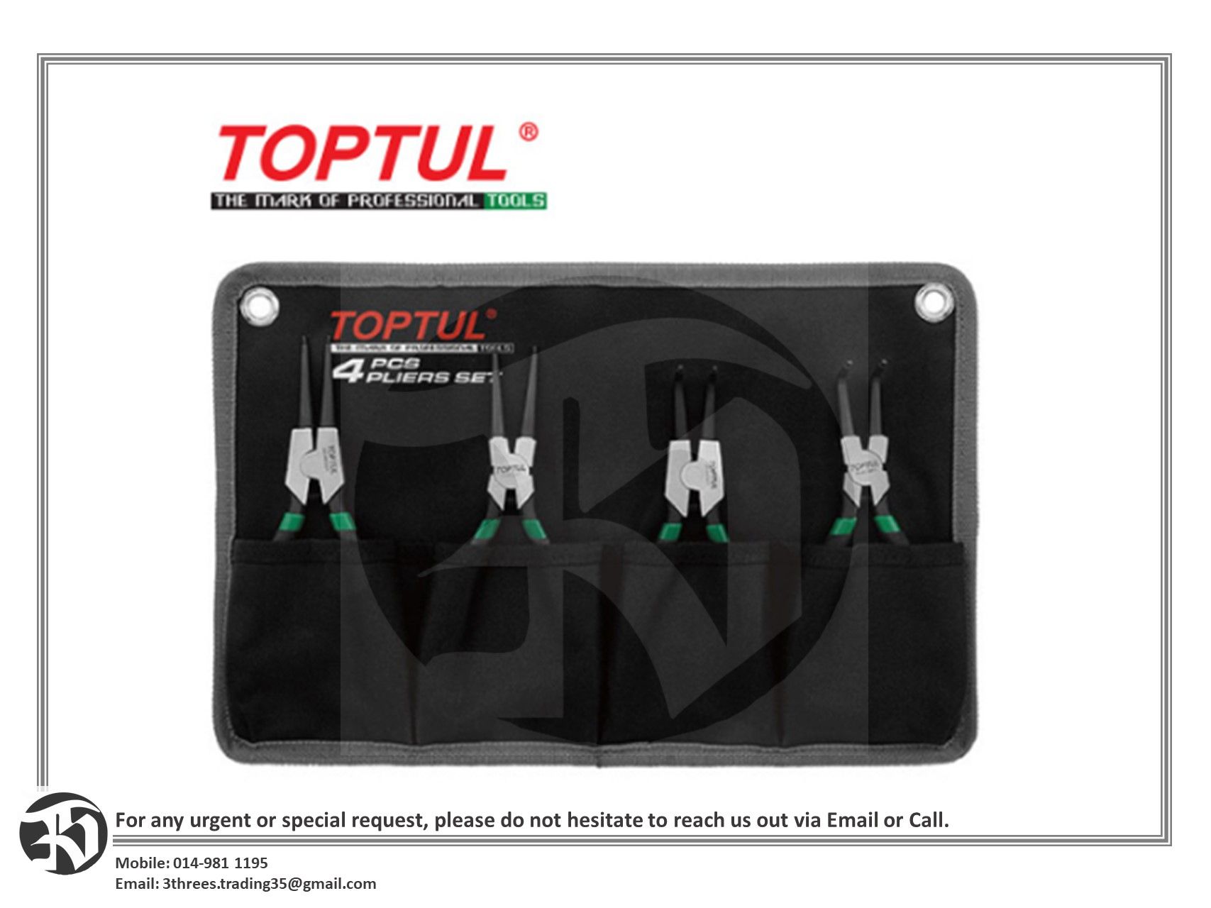 TOPTUL 4PCS Retaining Ring Pliers Set (GPAQ0401)