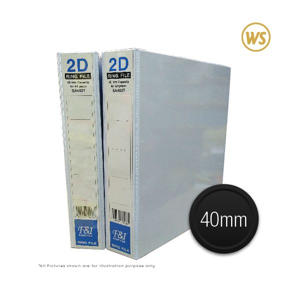 EAST FILE 40MM 2D WHITE PVC RING FILE