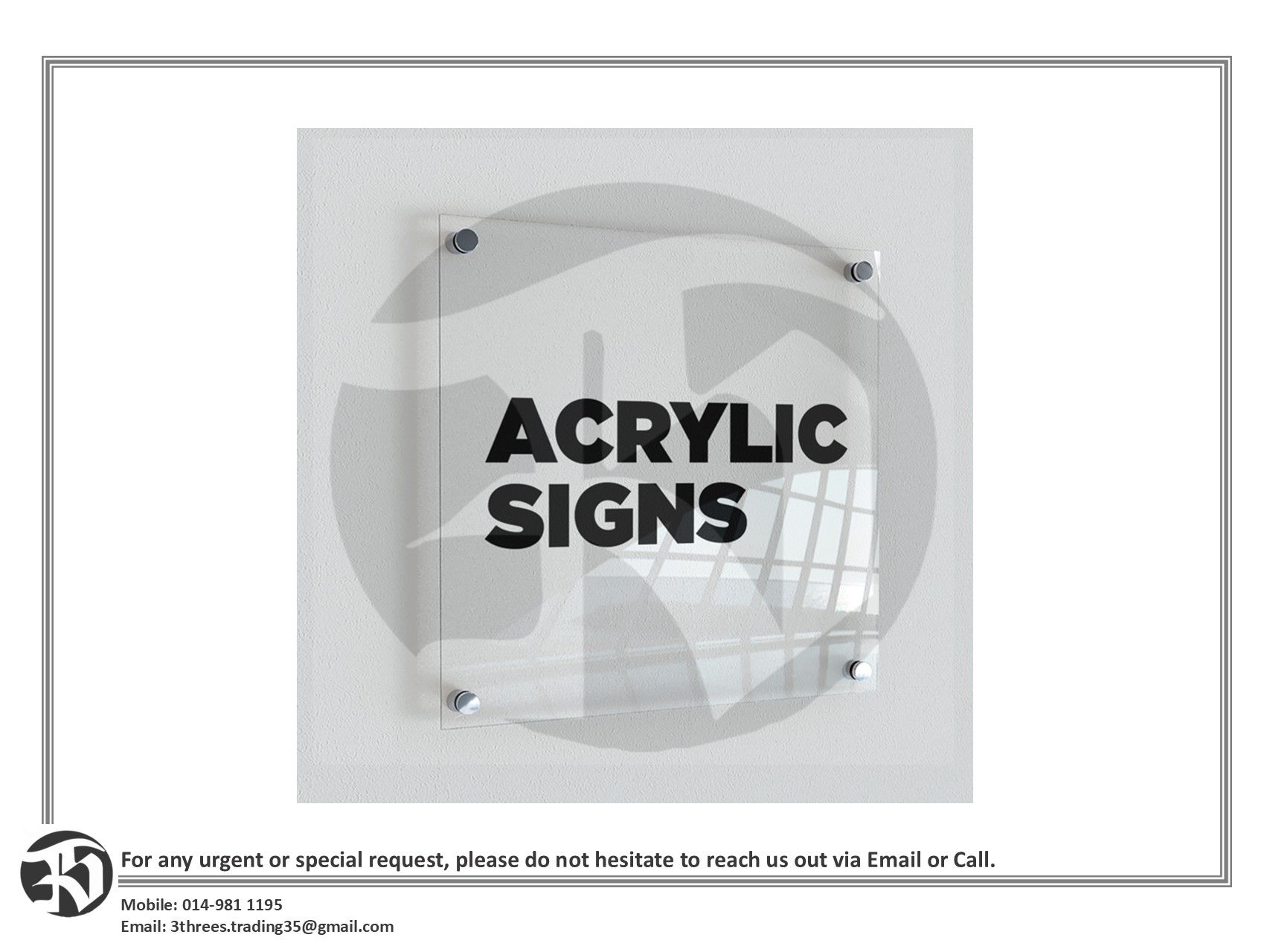 Custom Clear Acrylic Signage 5mm