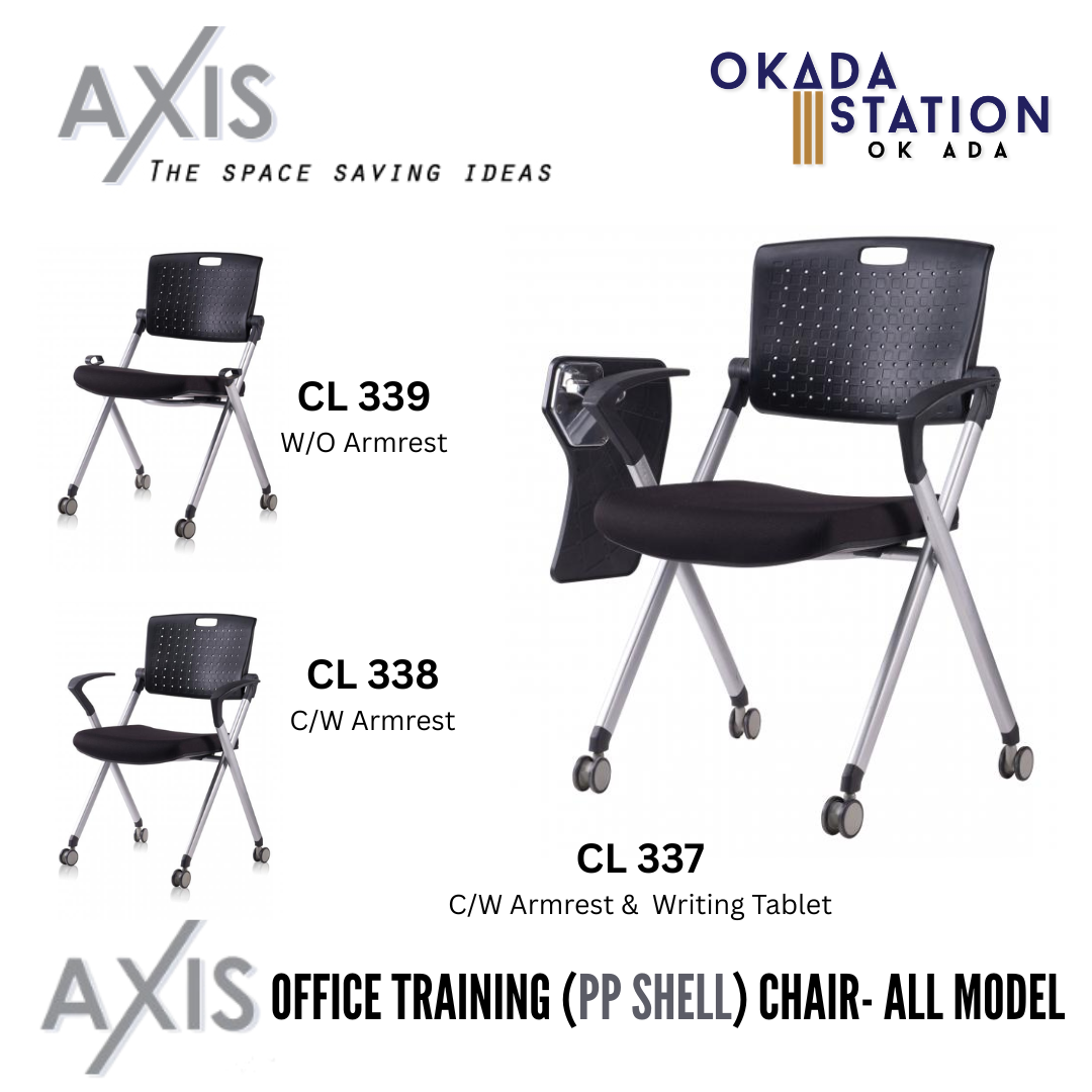 AXIS FOLDABLE TRAINING CHAIR (BLACK PP SHELL) - ALL MODEL/ AXIS SERIES / FOLDABLE CHAIR / TRANING CHAIR / STUDY CHAIR / STUDENTS CHAIR / EDUCATION CHAIR / TUITION CHAIR / MEETING CHAIR / OFFICE CHAIR / CHAIR WITH ARMREST / CHAIR WITH ARMREST & TABLET