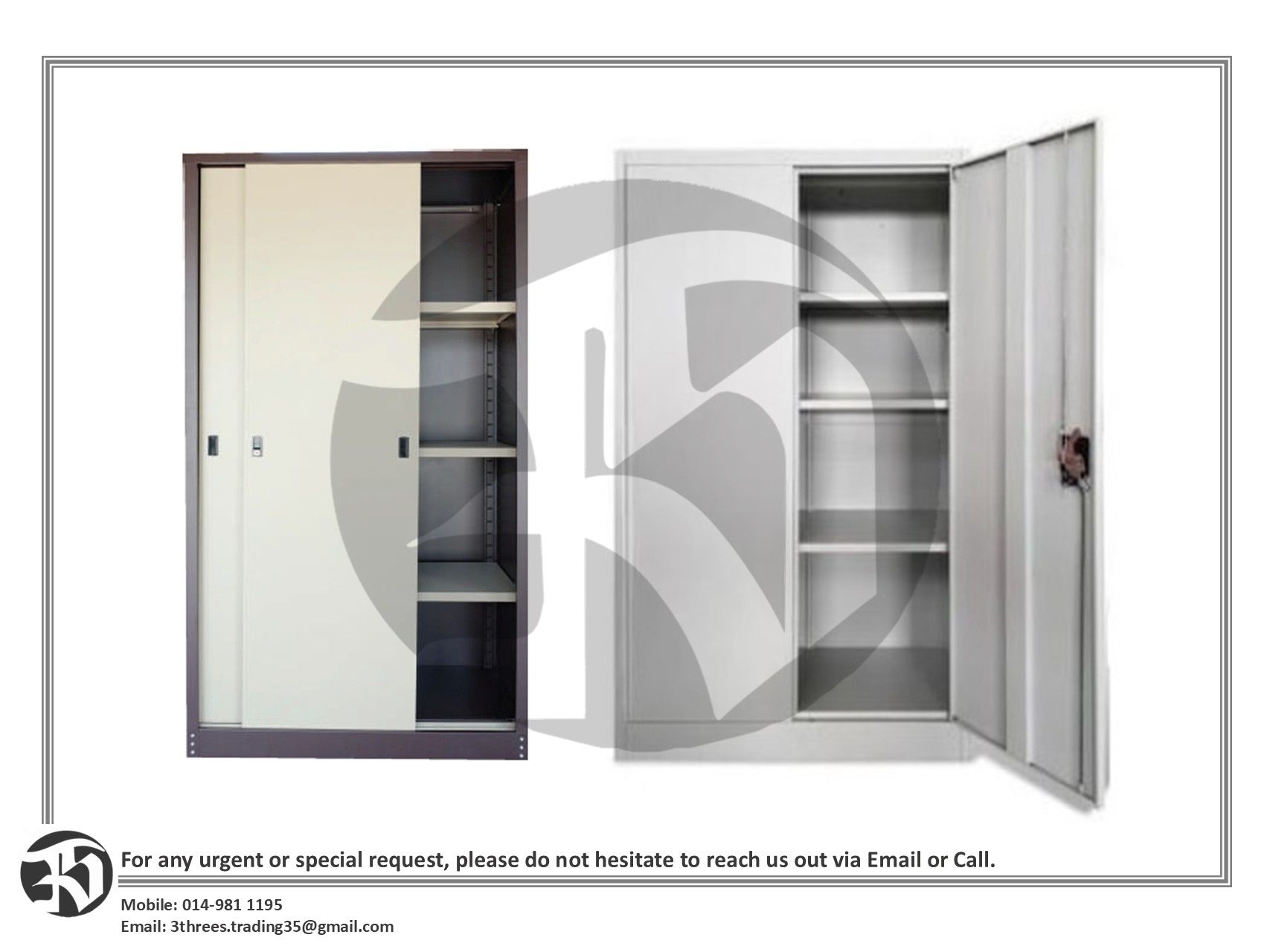 Steel Full Height Cabinet with Sliding Door/Swinging Door 915W x 457D x 1829H