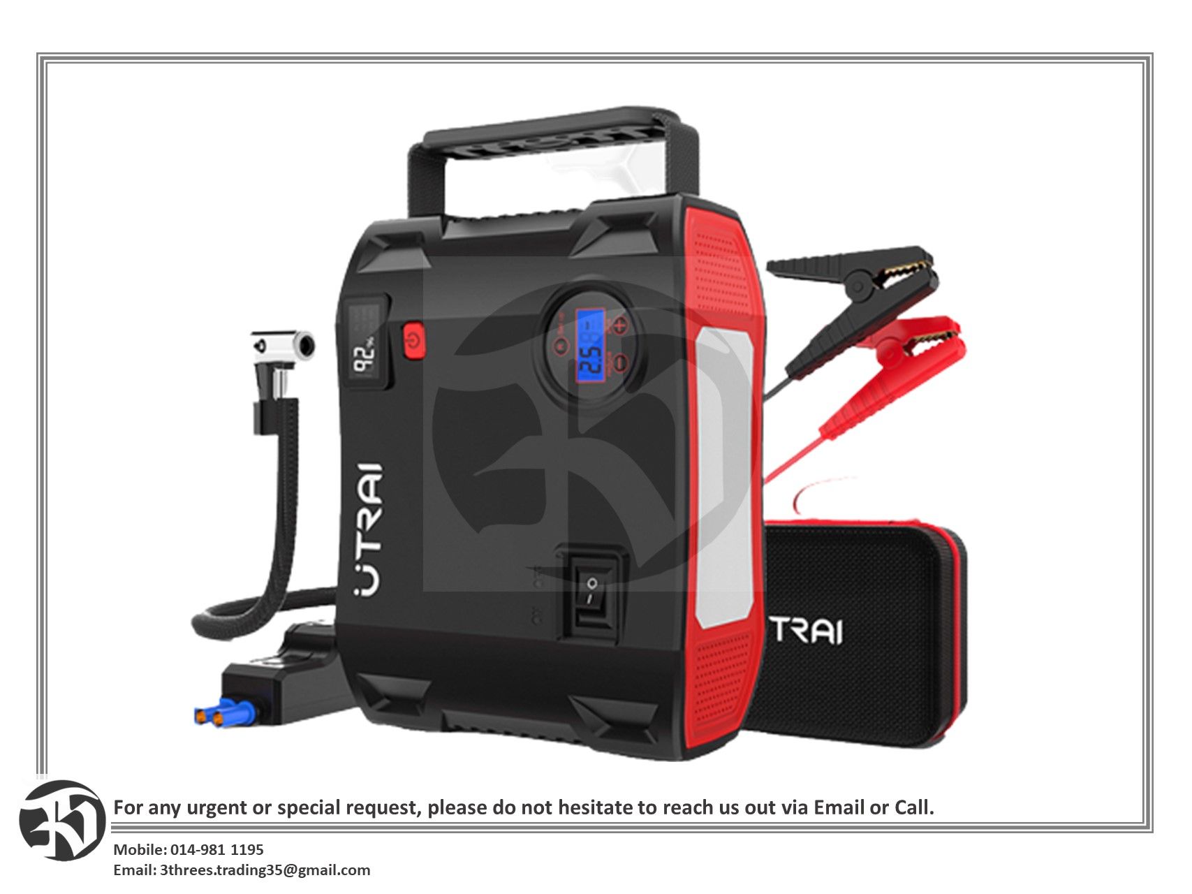 UTRAI Jump Starter 12V 24000mAh Car Jumper Power Bank Peak Current 2000A 4 in1