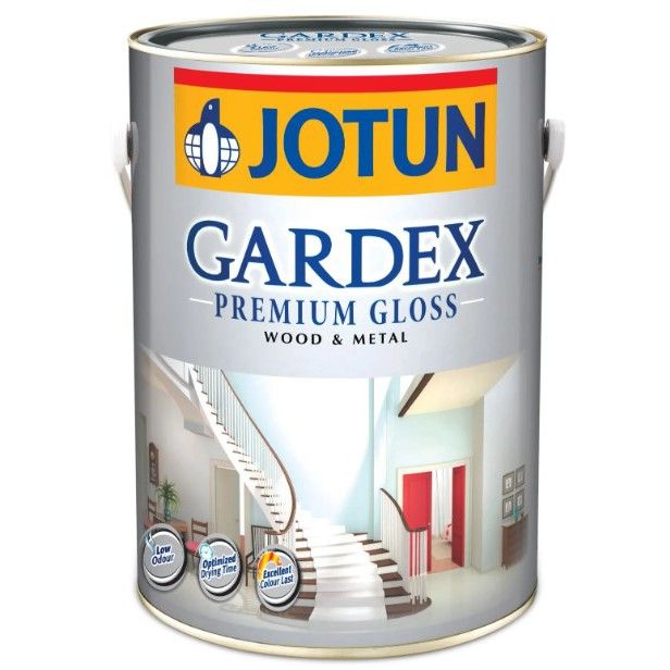 JOTUN GARDEX GLOSS WHITE / BLACK 5L INTERIOR & EXTERIOR OIL PAINT / WOOD & METAL PAINT CAT MINYAK PUTIH CAT MINYAK HITAM