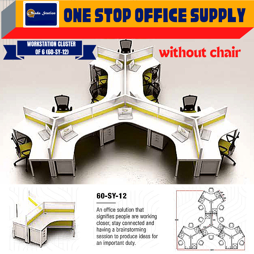 VS WORKSTATION SET CLUSTER OF 12 (WITHOUT CHAIR) -( 60-SY-12 ) / WORKSTATION / 60-SY-12 / 60-SYSTEM / CLUSTER OF 12 / 60-SYSTEM/ TABLE TOP PANEL / OFFICE TABLE / 12 SEAT / OFFICE TABLE WITH PARTITION