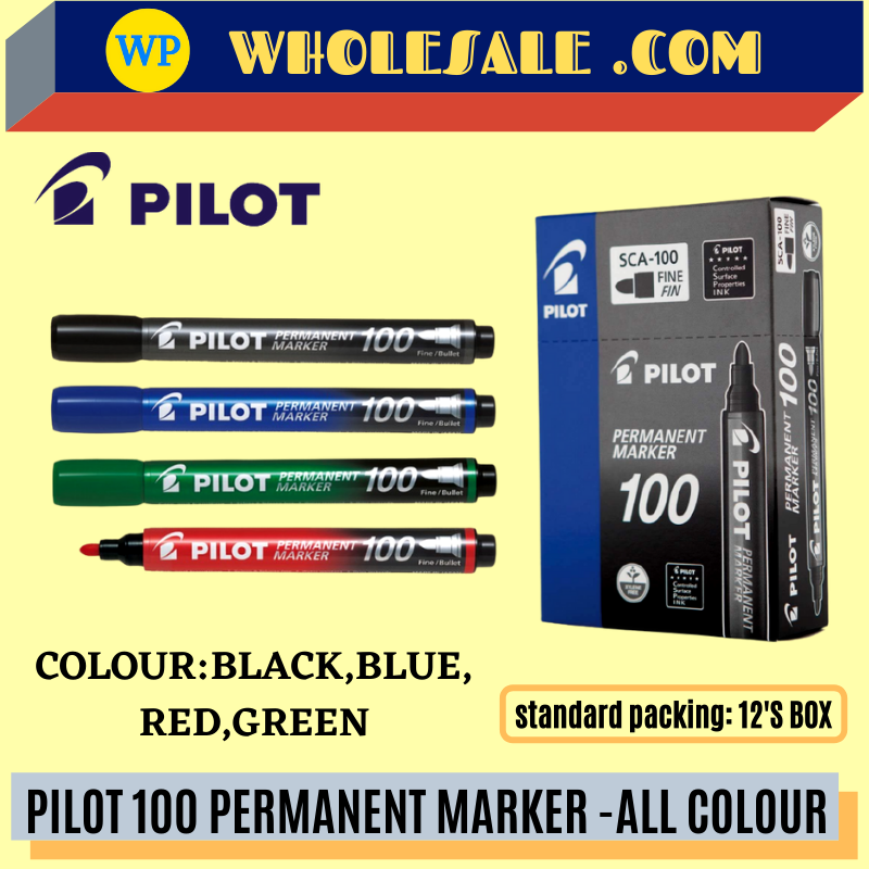 PILOT 100 PERMANENT MARKER -ALL COLOUR / Pilot / Pilot Marker / Marker Pen / Permanent Marker / Pilot 100 Permanent Marker #black #blue #red #green