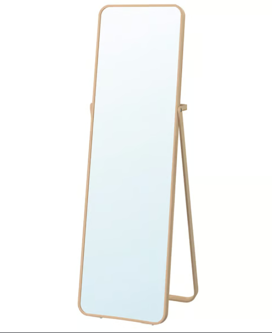 IKORNNES Standing mirror, ash, 52x167 cm