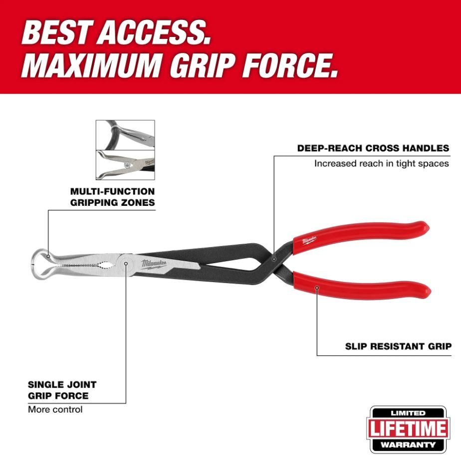 Milwaukee Long Reach Hose Grip Pliers -5/16", 1/2", 3/4"