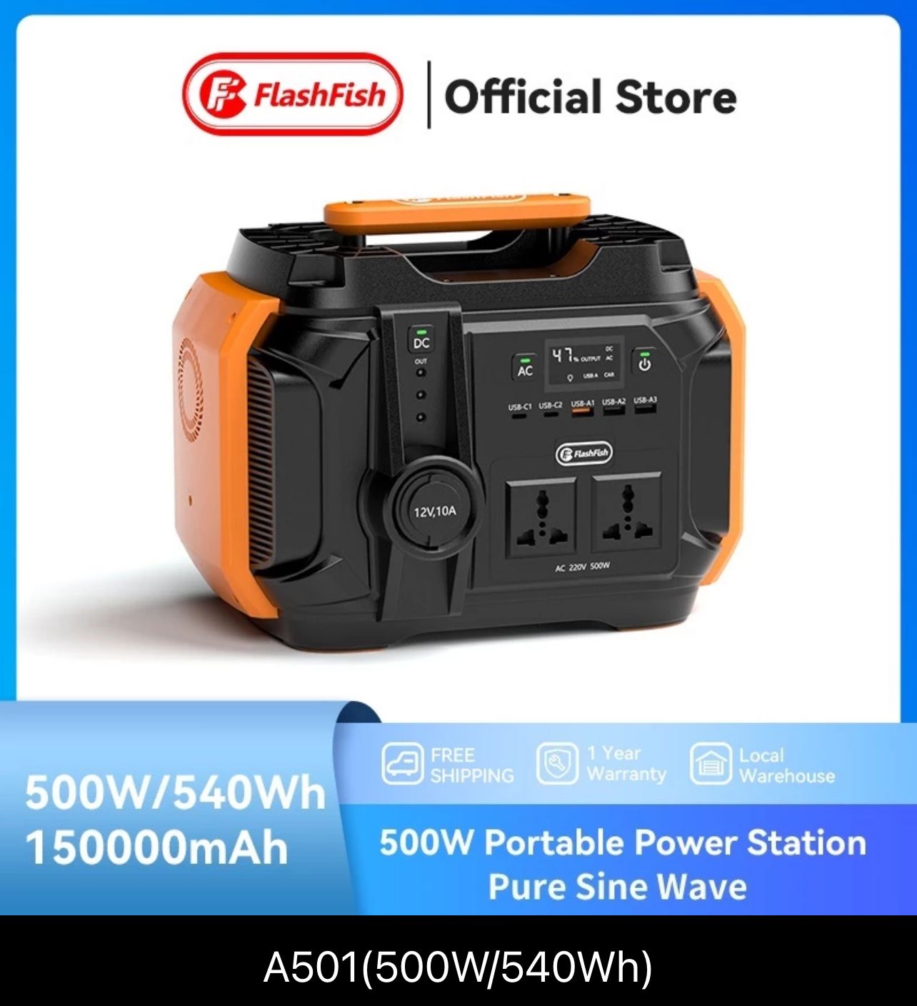 Flashfish Portable Power Station Solar Generator Set For Camping/Travel/Home Solar Power Supply