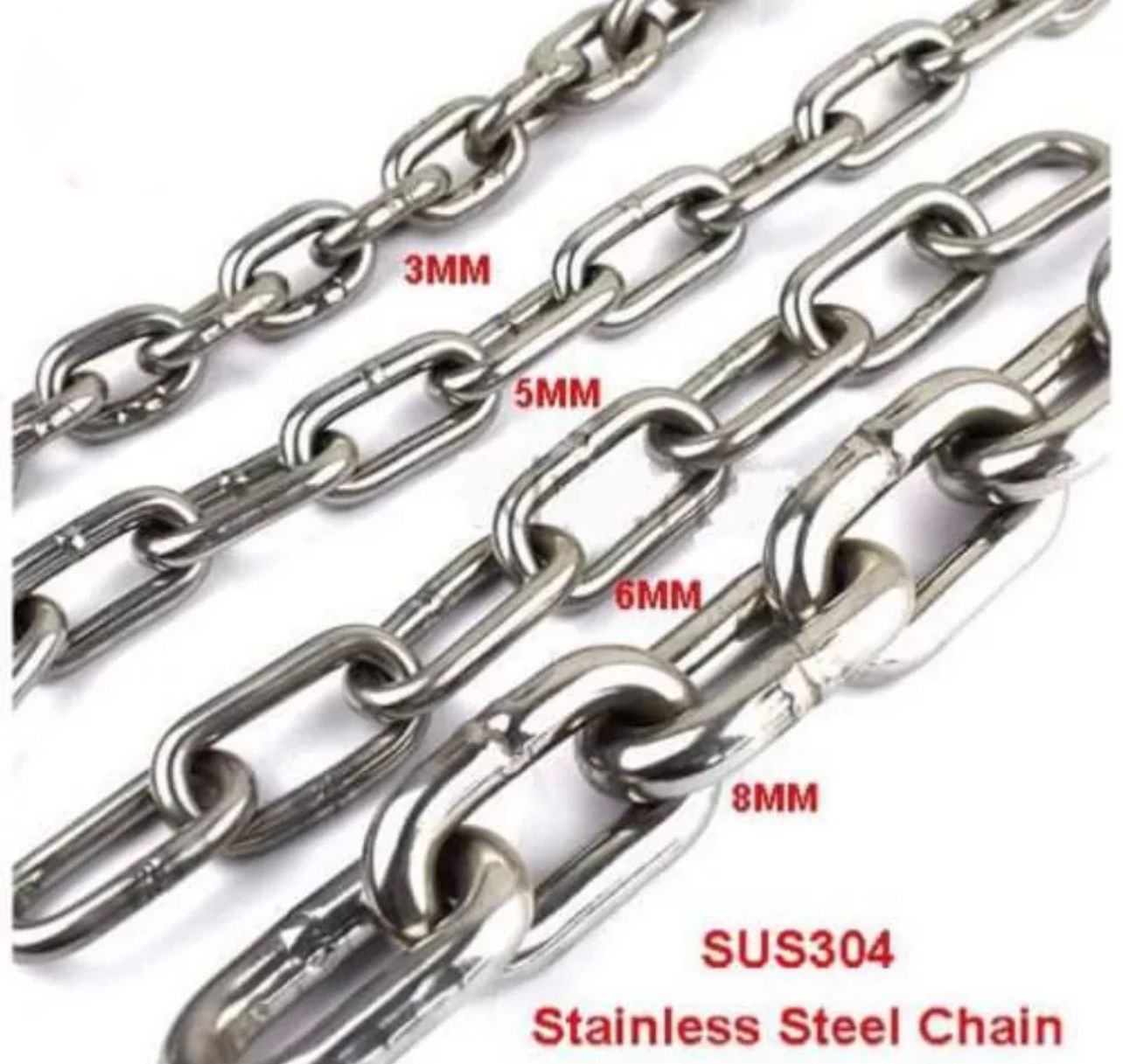 Stainless Steel 304 Chain / Rantai Besi (3mm x 1feet)