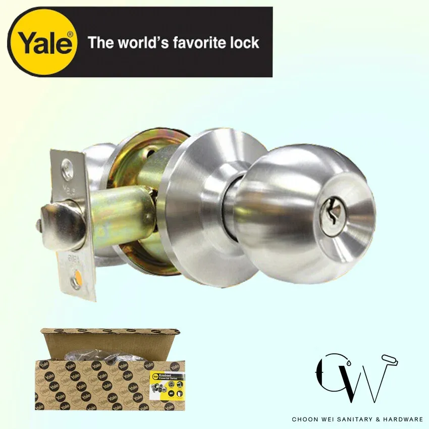 YALE VCA4147 US32D US5 US11 CA5147 US32D Stainless Steel Cylindrical Knob Lock-Entrance Door Knob Lock Set Kunci Pintu