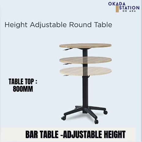 VS BAR TABLE / ADJUSTABLE HEIGHT BAR TABLE / ROUND TABLE-800MM / OFFICE TABLE / ROUND TABLE/ THR 80