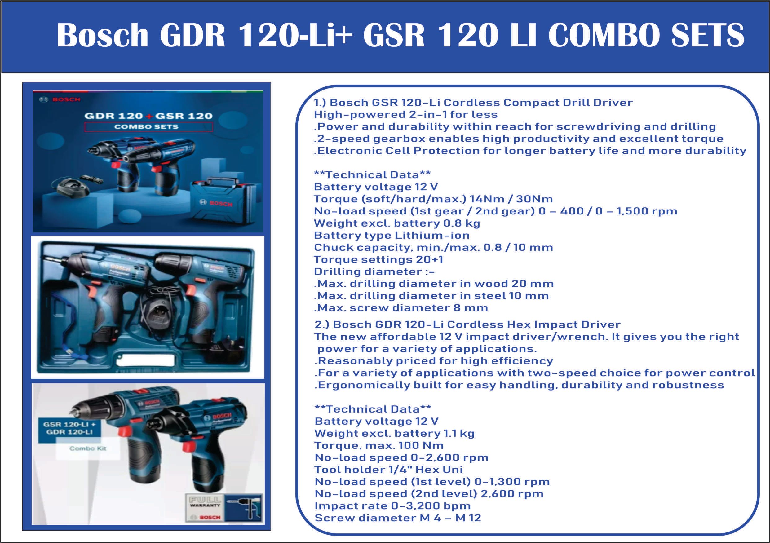 BOSCH GDR 120-Li+ GSR 120 LI COMBO SETS FREE DELIVERY SEMENANJUNG