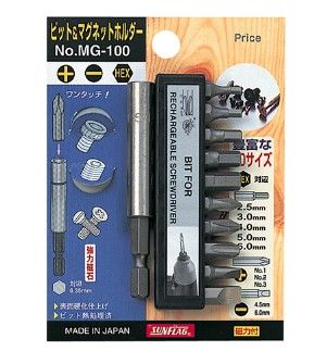 SUNFLAG BIT SET FOR RATCHET SCREWDRIVER : MG-100 (10PCS SET)