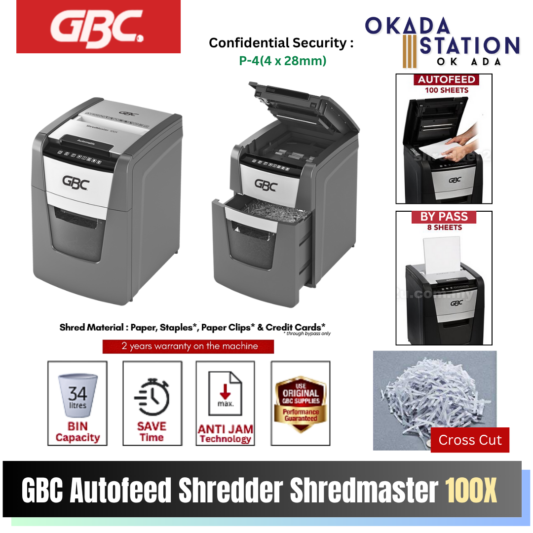 GBC Autofeed Shredder Shredmaster 100X / 100X / Hands Free Paper Shredder / Office Paper Shredder / Cross Cut / Mesin Pencincang / Mesin Potong Kertas